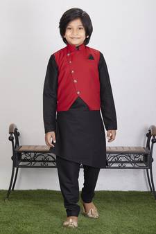 Boy's Cotton Kurta Pyjama and Waistcoat Set