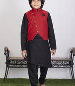 Boy's Cotton Kurta Pyjama and Waistcoat Set