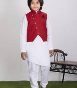 Boy's Cotton Kurta Pyjama and Waistcoat Set