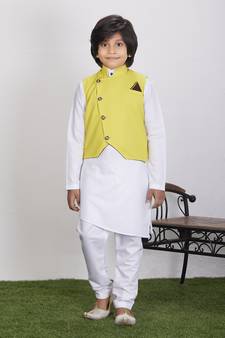 Boy's Cotton Kurta Pyjama and Waistcoat Set