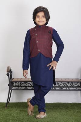Ethnic Wear Kurta Pyjama with Waist Coat Jacket for Kids and Boys  1