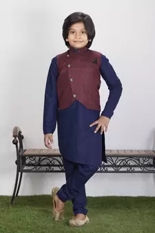 Ethnic Wear Kurta Pyjama with Waist Coat Jacket for Kids and Boys 