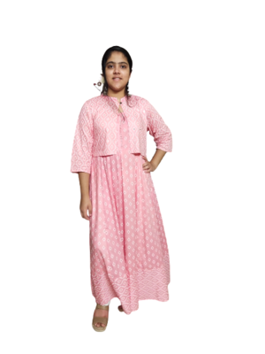 Beautiful Pink Rayon Sulv Digital Print Gown  1
