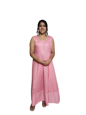Beautiful Pink Rayon Sulv Digital Print Gown  2