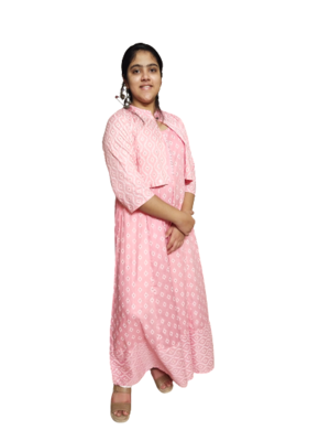 Beautiful Pink Rayon Sulv Digital Print Gown  3