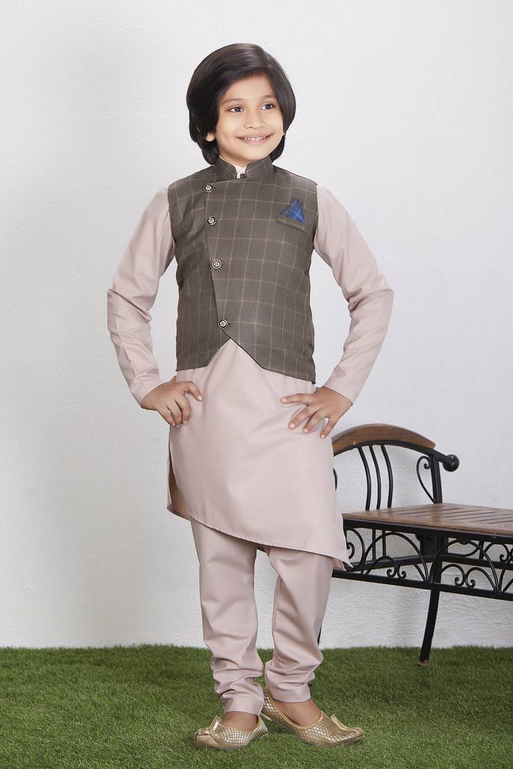 Ethnic Wear Kurta Pyjama with Waist Coat Jacket for Kids and Boys