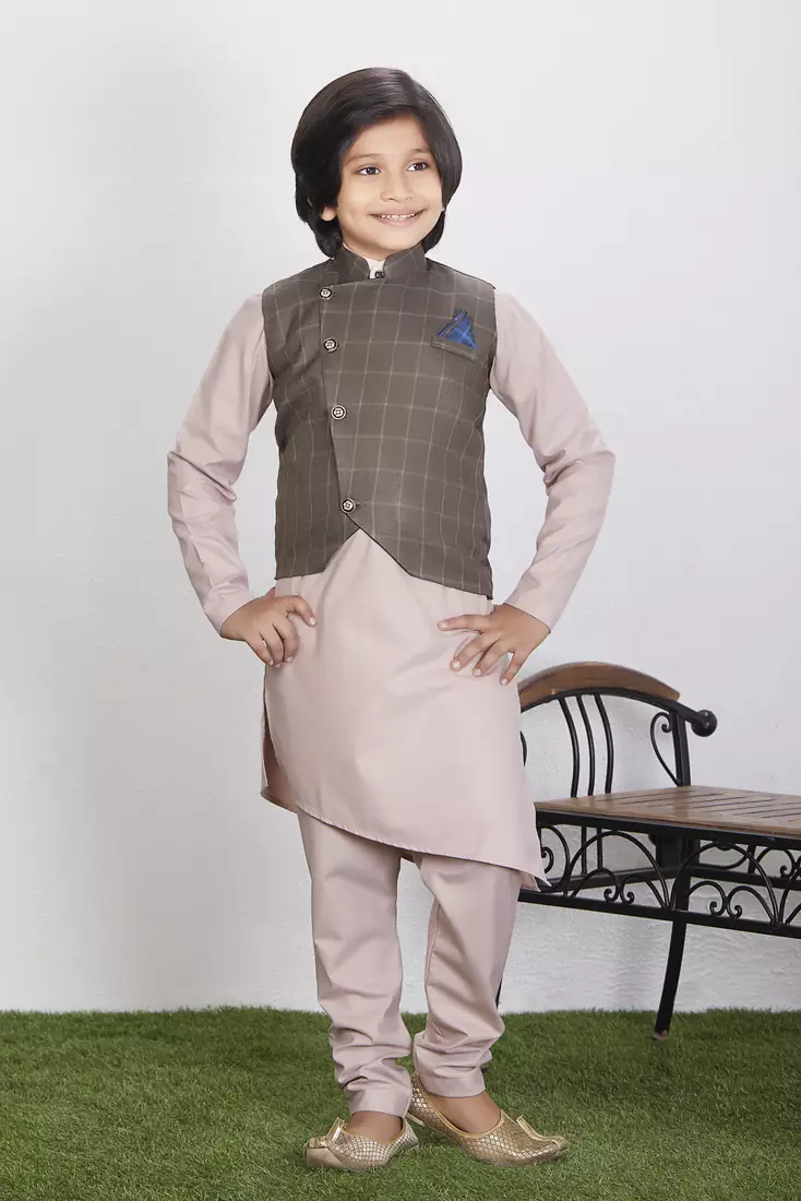 Ethnic Wear Kurta Pyjama with Waist Coat Jacket for Kids and Boys