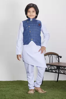 Everwillow Ethnic Wear Kurta Pyjama with Waist Coat Jacket for Kids and Boys