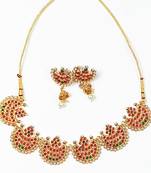 Gold Plated colourful stone Traditional Choker Necklace Set For Women