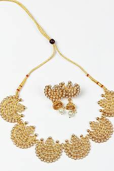 Gold Plated colourful stone Traditional Choker Necklace Set For Women