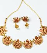 Gold Plated colourful stoneTraditional Choker Necklace Set For Women