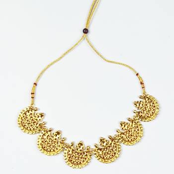 Gold Plated colourful stoneTraditional Choker Necklace Set For Women 4
