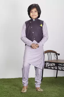 Everwillow Ethnic Wear Kurta Pyjama with Waist Coat Jacket for Kids and Boys 