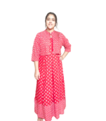 Red Rayon Sulv Digital Print Gown