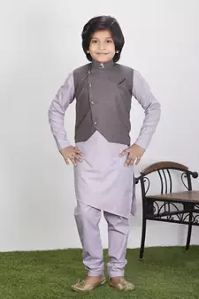 Everwillow Ethnic Wear Kurta Pyjama with Waist Coat Jacket for Kids and Boys 