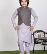 Everwillow Ethnic Wear Kurta Pyjama with Waist Coat Jacket for Kids and Boys 