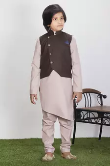 Everwillow Ethnic Wear Kurta Pyjama with Waist Coat Jacket for Kids and Boys 