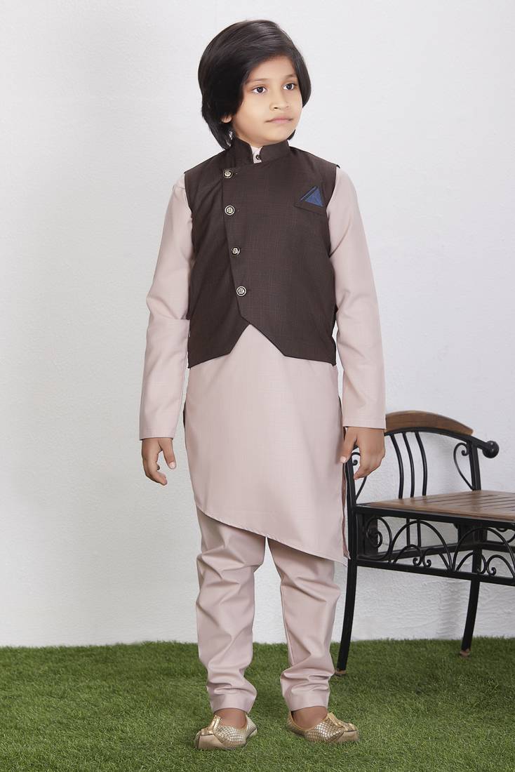 Everwillow Ethnic Wear Kurta Pyjama with Waist Coat Jacket for Kids and Boys 