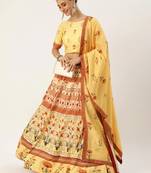 Yellow Color Floral Designed Printed Lehenga Choli With Dupatta