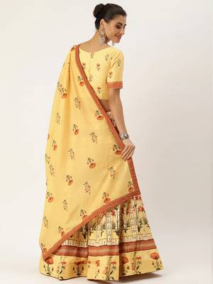 Yellow Color Floral Designed Printed Lehenga Choli With Dupatta 2