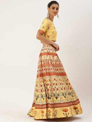 Yellow Color Floral Designed Printed Lehenga Choli With Dupatta 4