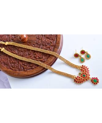 Pink goldplated Copper Alloy   haar  with    pair of earring 1