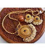 Blue goldplated Copper Alloy   nakclace  with   pair of earrings