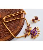 Purple goldplated Copper Alloy   nakclace  with   pair of earrings