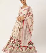 Cream Color Floral Designed Printed Lehenga Choli With Dupatta