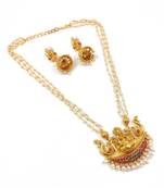 Yellow pearl Brass necklace with earring