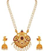 Yellow pearl Brass   necklace with earring