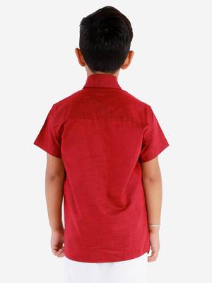  Maroon Cotton Blend Ethnic Shirt 4