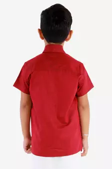  Maroon Cotton Blend Ethnic Shirt