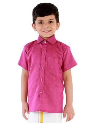  Purple Cotton Blend Ethnic Shirt 1