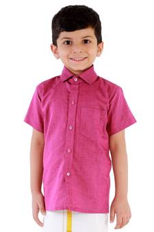 Boys Purple Cotton Blend Ethnic Shirt