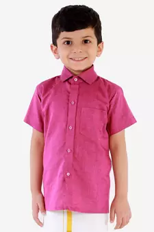  Purple Cotton Blend Ethnic Shirt