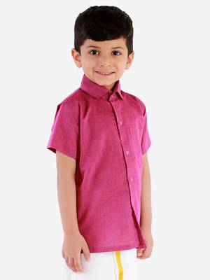  Purple Cotton Blend Ethnic Shirt 3