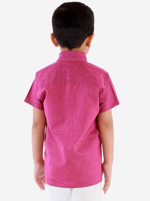  Purple Cotton Blend Ethnic Shirt 4