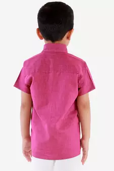  Purple Cotton Blend Ethnic Shirt