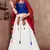 white, blue and red Gujarati Gamthi Hand Embroidered Cotton Semi Stitched Navratri Lehenga