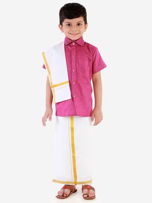  Purple Cotton Blend Ethnic Shirt 5