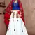 white, blue and red Gujarati Gamthi Hand Embroidered Cotton Semi Stitched Navratri Lehenga
