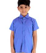  Turquoise Cotton Blend Ethnic Shirt