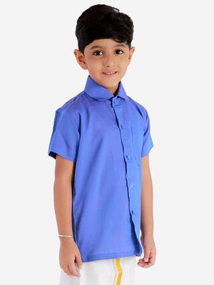  Turquoise Cotton Blend Ethnic Shirt 3