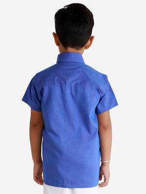  Turquoise Cotton Blend Ethnic Shirt 4