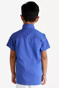  Turquoise Cotton Blend Ethnic Shirt