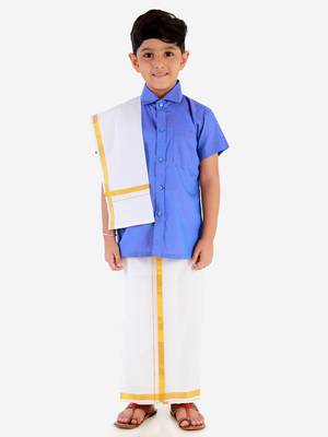  Turquoise Cotton Blend Ethnic Shirt 5