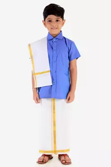  Turquoise Cotton Blend Ethnic Shirt