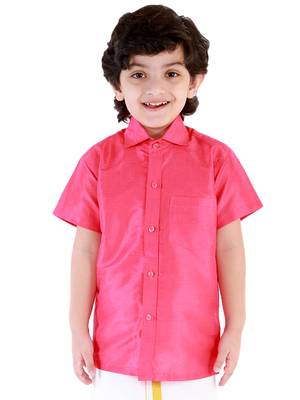  Pink Silk Blend Ethnic Shirt 1