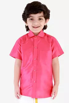  Pink Silk Blend Ethnic Shirt